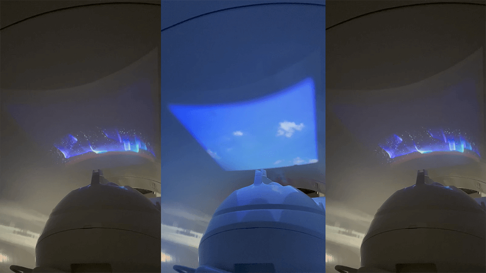 MRIボア内に投影された空やオーロラの映像